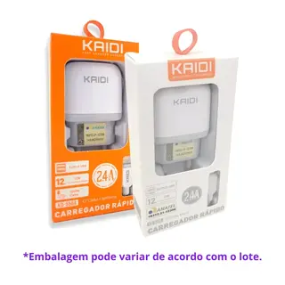 Kit carregador de celular 2.4A 12W + cabo - KAIDI - KD-556 — foto do produto