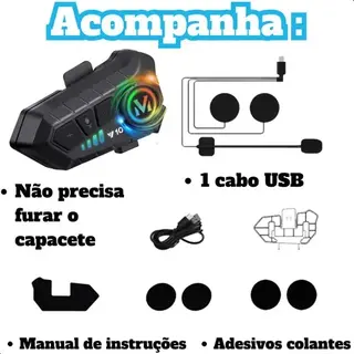 Fone para capacete moto Bluetooth 5.3 sem fio com microfone MCSB Y10 — foto do produto