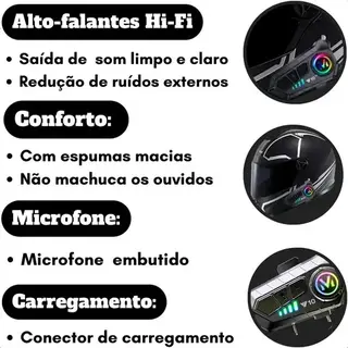 Fone para capacete moto Bluetooth 5.3 sem fio com microfone MCSB Y10 — foto do produto