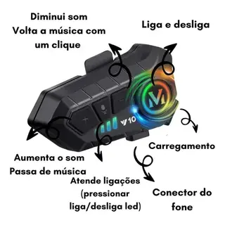Fone para capacete moto Bluetooth 5.3 sem fio com microfone MCSB Y10 — foto do produto