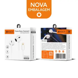 Fone de ouvido easy connect Lightning- sem Bluetooth Hrebos FN-202I — foto do produto