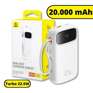 Carregador portátil power bank turbo 22.5W 20.000mAh - branco - Baseus — foto do produto