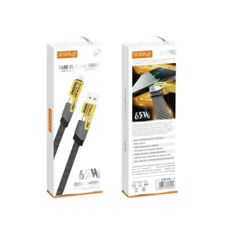 Cabo carregador turbo 65W 4 em 1 de 1 metro malha zinco a'Gold CB-74