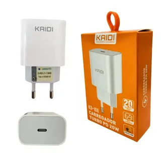 Fonte / carregador turbo PD USB-c 20W - KAIDI - KD-108