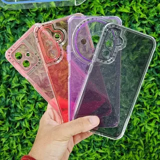 Capinha transparente colorida com glitter - compatível com Samsung