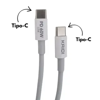 Cabo de dados turbo PD 60W Tipo-C para Tipo-C - KAIDI - KD-27 — foto do produto