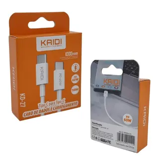 Cabo de dados turbo PD 60W Tipo-C para Tipo-C - KAIDI - KD-27 — foto do produto