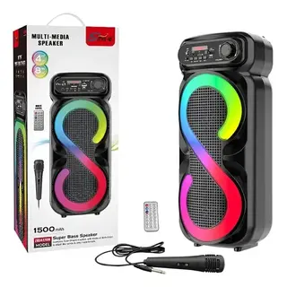 Caixinha de som Bluetooth portátil FM com microfones RGB — foto do produto