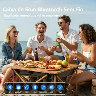 Caixinha de som Bluetooth portátil FM com microfones RGB — foto do produto