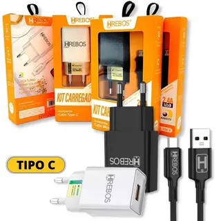 Kit carregador de celular 2.4A 12W + cabo - Hrebos - HS-150 — foto do produto