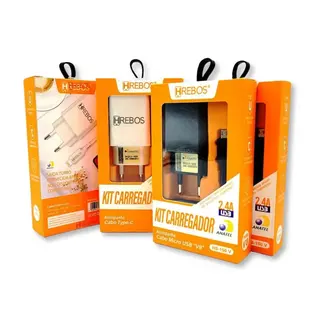 Kit carregador de celular 2.4A 12W + cabo - Hrebos - HS-150 — foto do produto