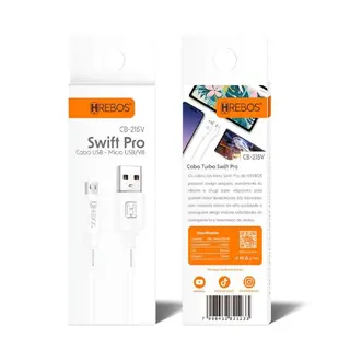 Cabo USB para micro USB V8 swift pro Hrebos CB-215V
