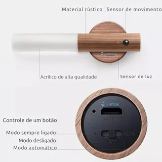 Luminária bastão luz LED recarregável sensor movimento — foto do produto