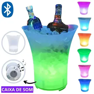 Balde de bebidas com caixa de som Bluetooth LED RGB Altomex AL-8707