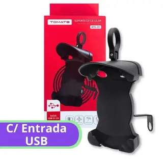 Suporte de celular para moto com carregador e proteção Tomate MT-251 — foto do produto