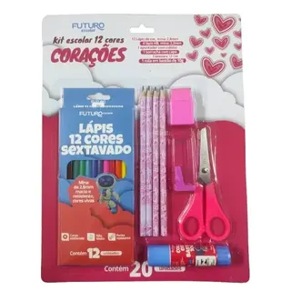 Kit escolar corações 20 unid. Futuro FE092237