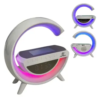 Caixa de som luminária g com relógio e carregador por Xtrad XDG-8601 — foto do produto