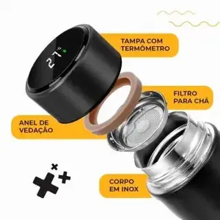 Garrafa térmica inox com termômetro digital 500ml — foto do produto