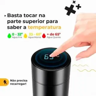 Garrafa térmica inox com termômetro digital 500ml — foto do produto