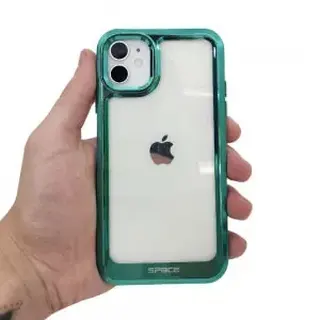 Capinha TPU space transparente borda metálica — foto do produto